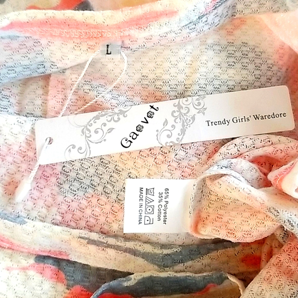 Gaovot  Oversized WaffleKnit OffShoulder Pink Camo shirt blouse New w/ tag. - Picture 7 of 7
